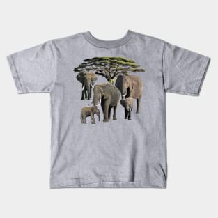 Elephant Mamas with Babies in Africa Kids T-Shirt